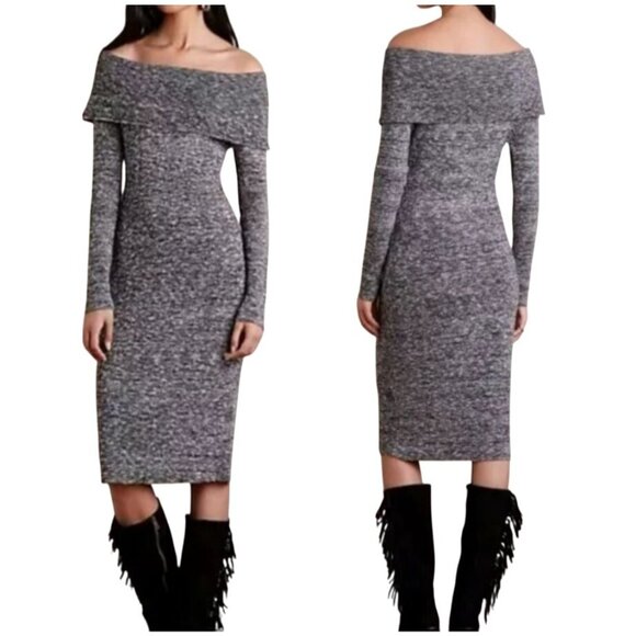 Anthropologie Moth Long Sweater Dress Size S Women's Grey Knit Turtleneck - Picture 1 of 6